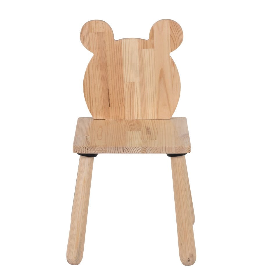 Doğal Ahşap Çocuk Sandalye Ayı