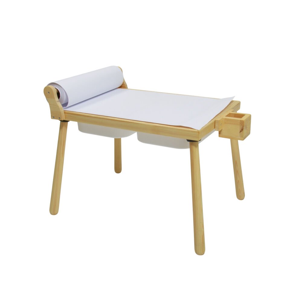 Rulo Aparatlı Doğal Ahşap Duyusal Çocuk Aktivite Masası Oyun Masası